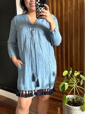 Rails Alicia Blue Denim Tencel Chambray Tunic Dress. S